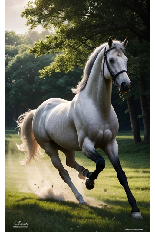 (best quality,4k,8k,highres,masterpiece:1.2),ultra-detailed,(realistic,photorealistic,photo-realistic:1.37),White horses,black horses,grey horses,running freely in an open field,dappled sunlight filtering through the trees,lush green grass swaying in the wind,stunning mane and tail flowing gracefully,elegant and powerful,each horse showing unique characteristics,feathers on the feet shining in the sunlight,beautifully sculpted muscles and strong physique,dynamic poses of galloping and rearing,impressive speed and strength,creating an atmosphere of awe and admiration,subtle variations in fur color and texture,capturing the essence of their individuality,vibrant and lifelike colors,pure white,deep black,and soft shades of gray,contrasting against the vivid green scenery,giving a sense of depth and dimension to the image,impeccable attention to detail,revealing every strand of hair and every muscle fiber,showcasing the beauty and majesty of these magnificent creatures,fine art style with a touch of realism,combining the elegance of classical paintings with the precision of modern digital techniques,soft and warm color palette,enhancing the ethereal atmosphere of the scene,subtle lighting,emphasizing the horses' features and highlighting their graceful movements,creating a sense of tranquility and harmony in the artwork.