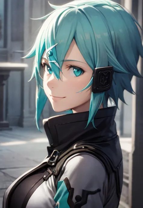 Sinon-GGO, pretentious smile, seductive, attractive, charming:1.3, Beautiful, highly detailed:1.3, Illustration, ultra-detailed,...