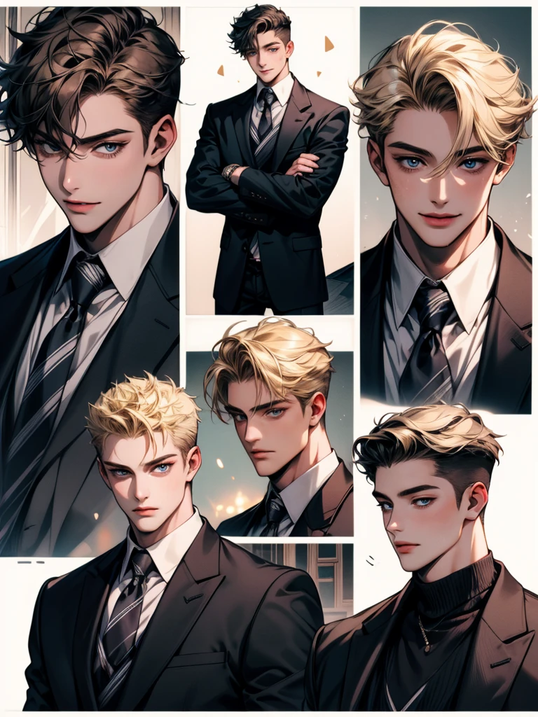 masterpiece, collage of teenage boy, happy, smile, high school boy, school uniform
