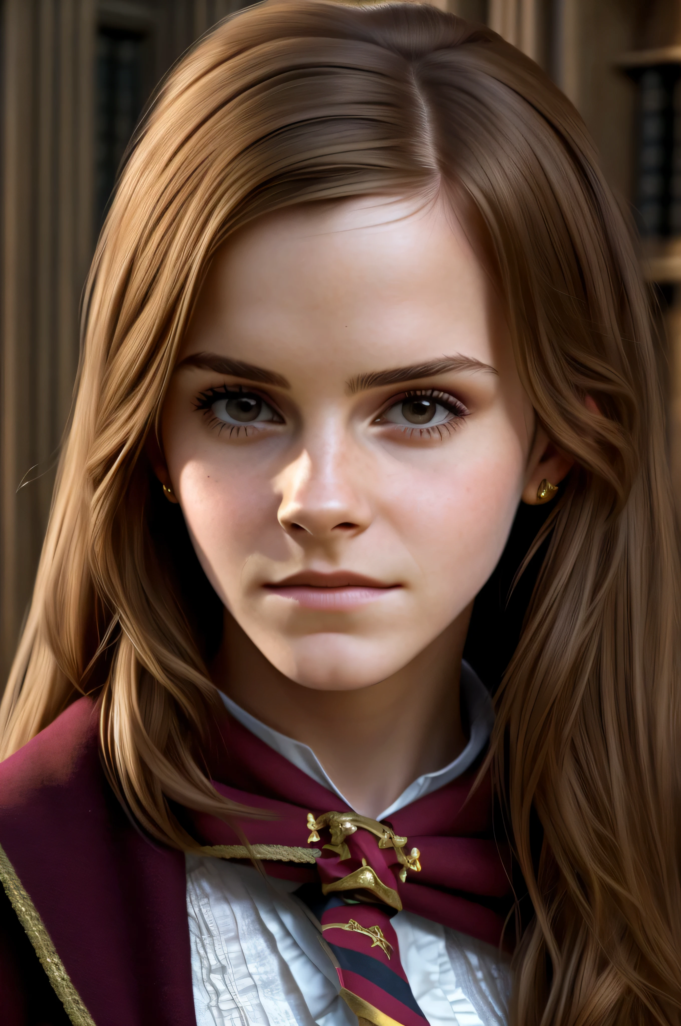 "(First person, Emma Watson, ultra realistic, with wrinkles and frown lines, dressed as Hermione in Harry Potter, with masterpiece quality in ultra-detail, header 16k)" -> "(First person:1.5, Emma Watson:1.5, ultra-realistic:1.5, wrinkles:1.5, expression lines:1.5, dressed as Hermione in Harry Potter, masterpiece, ultra-detail, header 16k)"