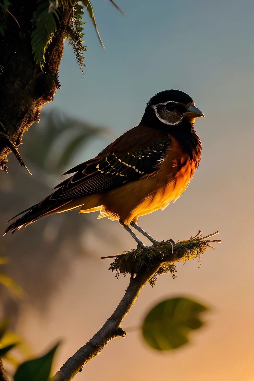 In the heart of a complex rainforest, as the sunrise breaks through the ...