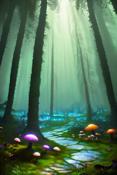 (best quality,4k,8k,highres,masterpiece:1.2),ultra-detailed,(realistic,photorealistic,photo-realistic:1.37),game design,cohesive,d&d monster mushroom,well detailed and unique image,3D rendering,stylized,immersive colors,majestic lighting,large mushroom wit...