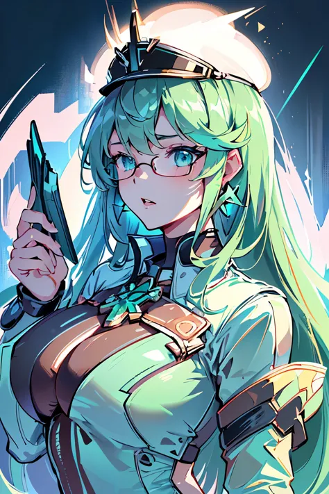 anime, girl, (((1girl))), (((waifu, xenoblade chronicles 2, pneuma waifu))), (((seafoam green hair, long hair))), ((seafoam gree...