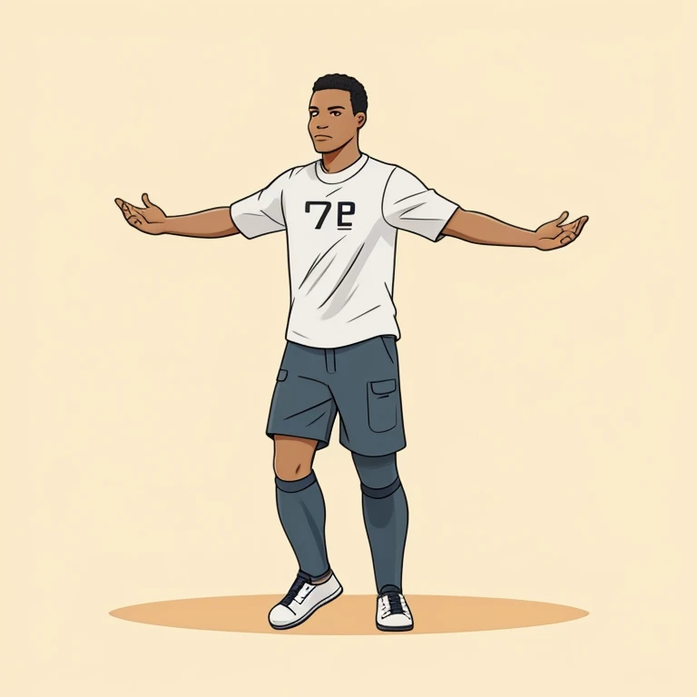 cartoon of a man with his arms out and his hands out, an illustration of inspired by Lubin Baugin, tumblr, digital art, t - pose, t-pose, t pose, dancing character, an illustration, batik, simple illustration, full body illustration, rotoscoped, illustration style, full body single character, he is dancing
