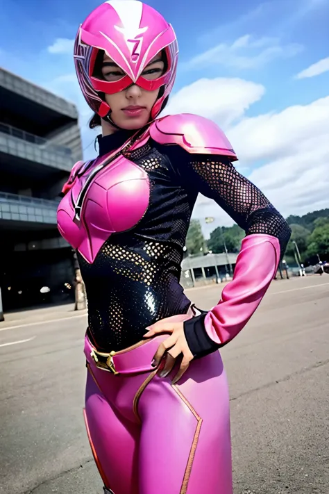 Kamen Rider、sexy、cameltoe、superhero、Dance、Slut、Pink costume、❤️、beautiful woman、beautiful eyes、long straight black hair、translucent helmet