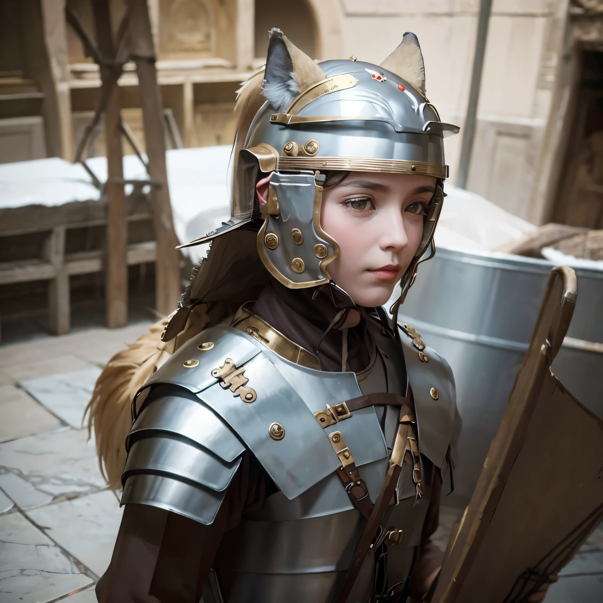 1 Roman female soldiers wore wolf skin helmets.