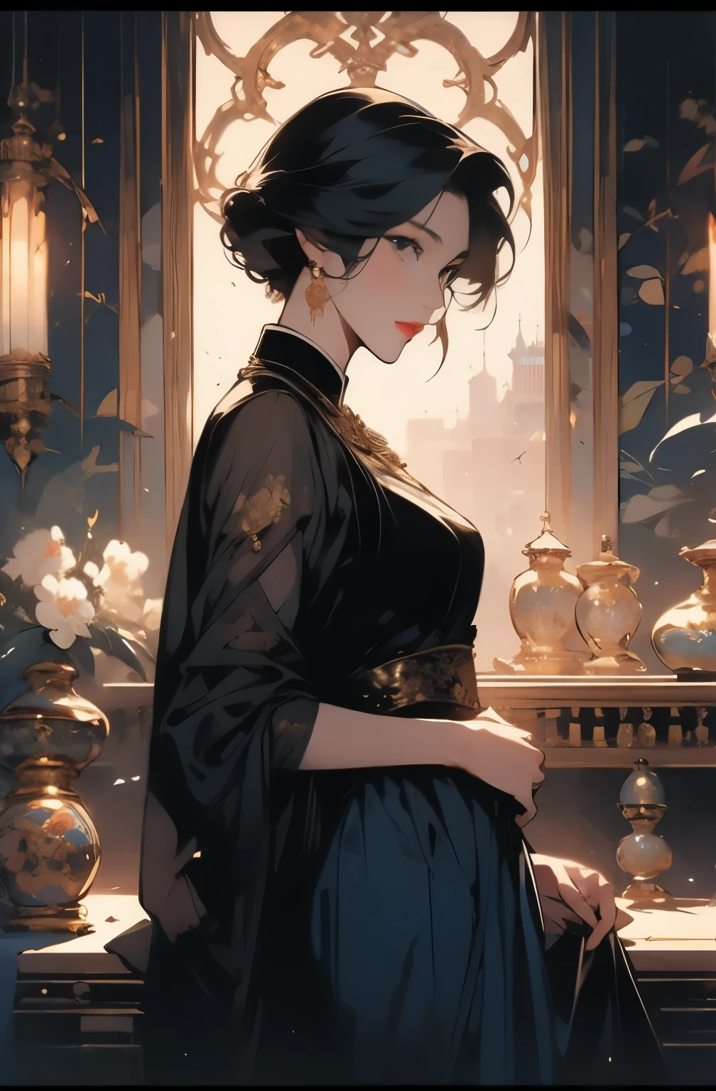 ภาพวาดของหญิงสาวสวยยืนเงียบๆ, 美しいฮ่องกงの夜景, ดอกไม้แห่งสังคม, เธอสวมชุดกี่เพ้าสีม่วงอันหรูหรา, แรงบันดาลใจจากเฉิน อี้เฟย, แรงบันดาลใจจากฟรานเชสโก ฮาเยซ, แรงบันดาลใจจากเฮนดริก เทอร์บรูกเกน, ฌอง＝ผลงานที่มีอิทธิพลต่อ Auguste Dominique Ingres, แรงบันดาลใจจากหลิวจุน, ฌอง＝ผลงานที่มีอิทธิพลต่อ Auguste Dominique Ingres, คุณภาพสูงสุด, มุมที่สมบูรณ์แบบ, องค์ประกอบที่สมบูรณ์แบบ, ยิงที่ดีที่สุด, ศิลปะอย่างเป็นทางการ, แสงระดับโรงภาพยนตร์, ศิลปะเป็นรูปเป็นร่าง, ภาพวาดที่สวยงามและแสดงออก, ภาพประกอบงานศิลปะที่สวยงาม, มหัศจรรย์, ความงามที่เย็นสบาย, ชัดเจน, ลึกลับ, คุณภาพสูงสุด, ศิลปะอย่างเป็นทางการ, องค์ประกอบที่สมบูรณ์แบบ,มุมที่สมบูรณ์แบบ, ยิงที่ดีที่สุด, ผู้หญิงเท่านั้น, โครงร่างที่คมชัด, อยู่ท่ามกลางการสมรู้ร่วมคิด, แอนนา เมย์ หว่อง, เผชิญหน้าอยู่เบื้องหลัง, เจ้าหน้าที่ของรัฐมืด, ภารกิจมืด, ตัวแทนชั้นหนึ่ง, หน่วยงานราชการ, トップクラスの大物สอดแนม, 有能な女สอดแนม, 美しい女性สอดแนม, ใบหน้าสวยมาก, สอดแนม, สอดแนม X21, ถือปืนและมีดซ่อนอยู่, ดวงตาที่ไม่มีรูม่านตา, ตาสี, ภาพเคลื่อนไหวในอุดมคติ,　เศร้าโศก, ความคิดถึง, โรแมนติก, ทศวรรษที่ 1930, ฮ่องกง, ภูมิทัศน์เมืองที่สวยงาม, ความทรงจำซีเปีย, ผู้หญิงที่น่าจดจำ, ปิด