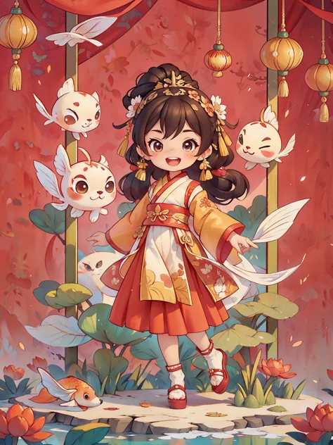 Create a series of Chinese New Year themed greeting cards，（masterpiece)，(best quality)，(official art)，(Beauty and aesthetics:1.2...