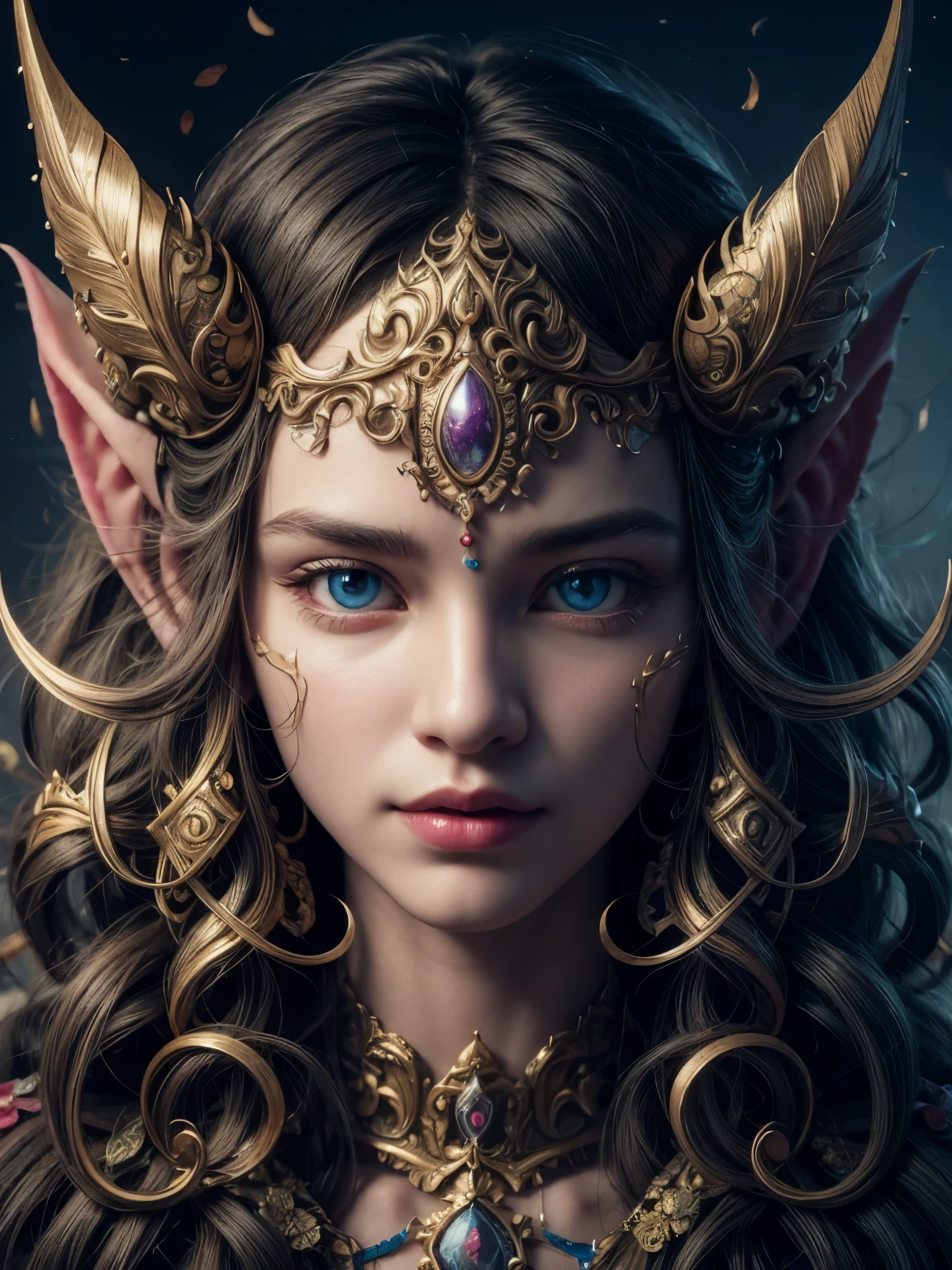 A woman with horns and a crown on her head - SeaArt AI