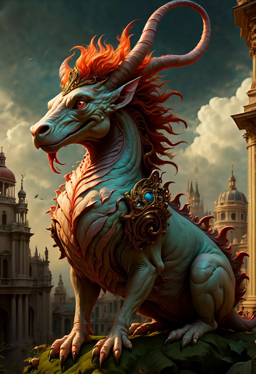 Magical Fantasy Creature, Baroque style, concept art, surrealistic, matte painting, digital painting, (best quality, masterpiece, Representative work, official art, Professional, Ultra high detail, 8k:1.3)