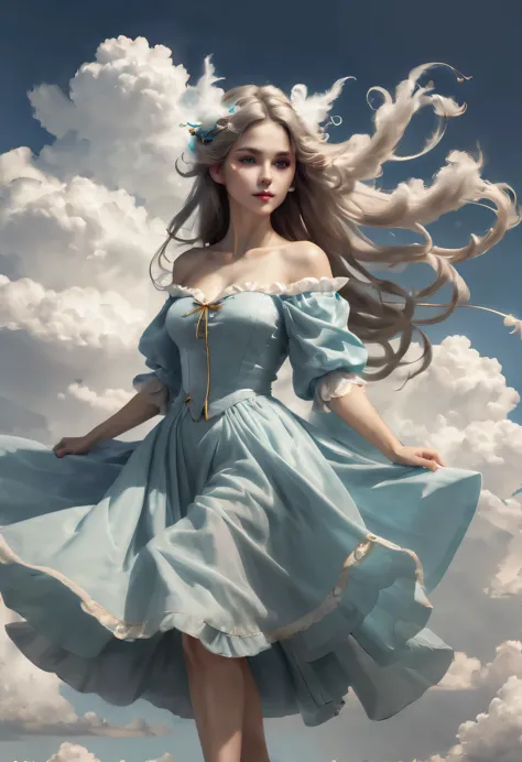 Magical Creature, Cloud in form of pretty woman, Sylphid goddess of the wind,