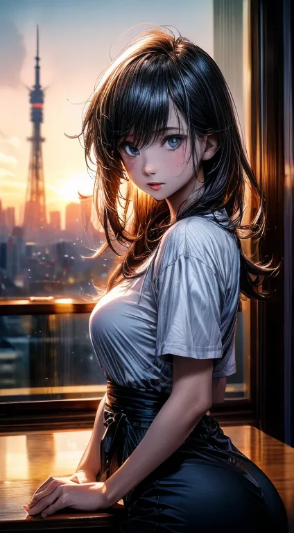 (best quality, 8k, high res, photorealistic:2.0), (solo, one girl:2.0), (lighting: strong),  looking away, Anime scene of a man ...