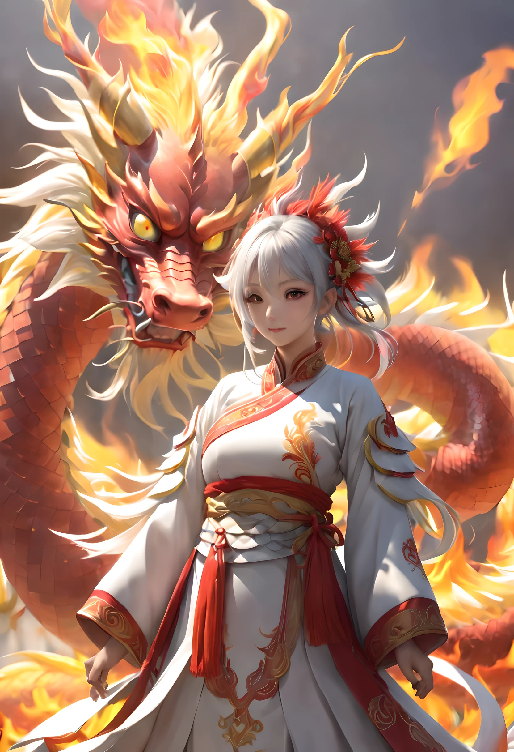 (The main subject: Wide-angle lens), The flame is light red,[五彩of,(Chinese dragon anthropomorphism)], of,戏剧性of云,(Go deep into the fields), 丰富of细节​, (广阔of天空), (sense of vastness),Energy and vitality, 复杂of细节.(最好of品质, high resolution, masterpiece:1.2), (实际of:1.37), high dynamic range。