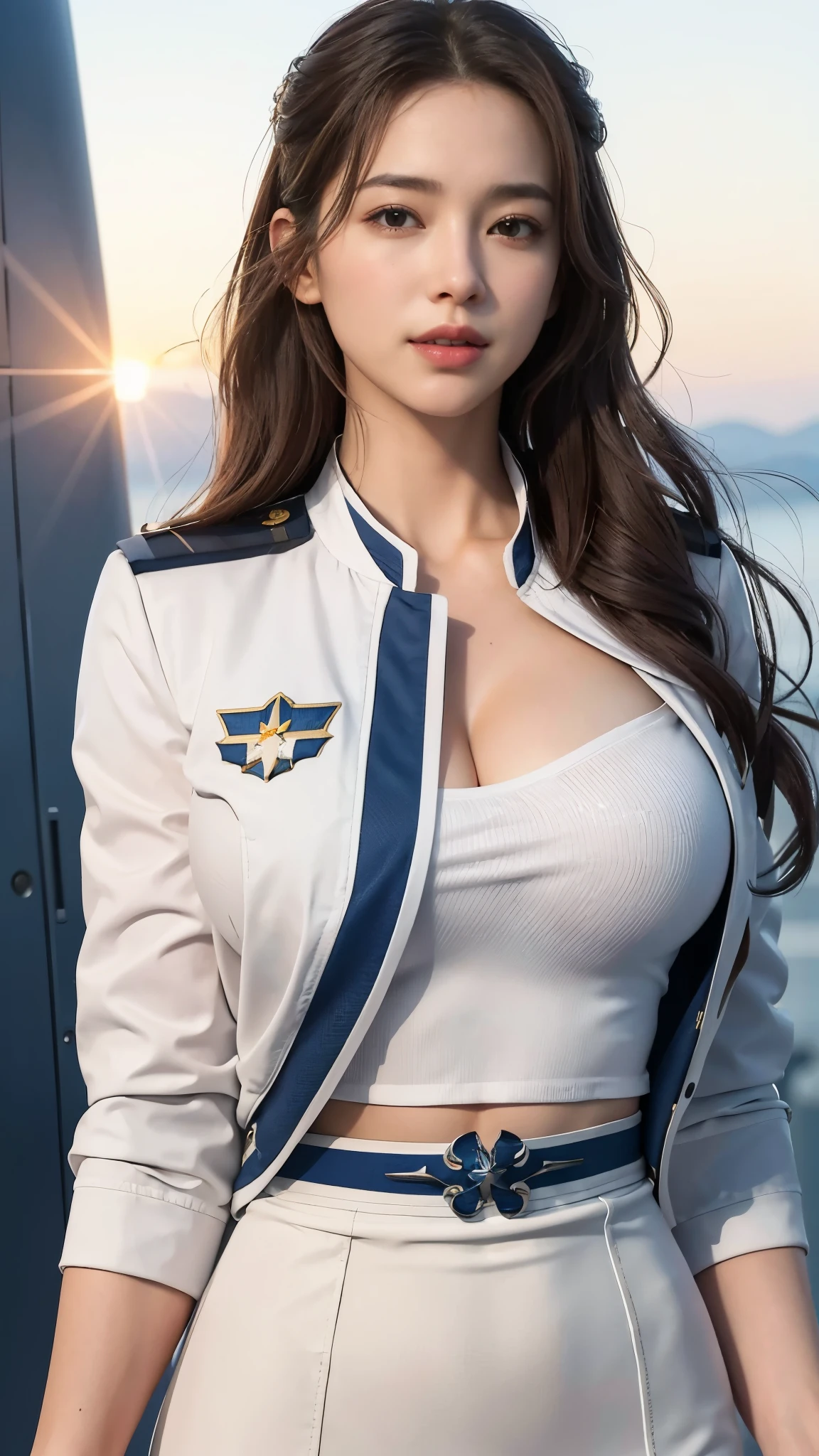 (Best quality, 8k, 32k, Masterpiece, UHD:1.2), (realistic:1.5), (masterpiece, Extremely detailed CG unity 8k wallpaper, best quality, highres:1.2), (ultra detailed, UHD:1.2), Photo of extremely cute and beautiful Japanese woman, (chestnut long wavy hair:1.2), adult, (detailed beautiful girl:1.4), best quality, woman, adult, (detailed US air-force pilot uniform:1.5), (white pilot captain jacket:1.3), (white high-waist pencil skirt:1.3), detailed clothes, (Beautiful sunset US air force base runway view background:1.3), embarrassed laughing:1, light smile, looking at viewer, facing the viewer, ((perfect female body)), (narrow waist:1.2), (upper body image:1.3), slender, abs, (large breasted:1.25), ((frame the head)), wind, dynamic pose, cinematic light, back light, perfect anatomy, perfect proportion, detailed human body, bokeh, depth of field,Show breasts，,Show breasts，,Show breasts，,Show breasts，,Show breasts，,Show breasts，,Show breasts，,Show breasts，,Show breasts，,Show breasts，,Show breasts，,Show breasts，,Show breasts，,Show breasts，,Show breasts，,Show breasts，,Show breasts，,Show breasts，,Show breasts，,Show breasts，,Show breasts，,Show breasts，,Show breasts，,Show breasts，,Show breasts，,Show breasts，,Show breasts，,Show breasts，,Show breasts，,Show breasts，,Show breasts，,Show breasts，,Show breasts，,Show breasts，,Show breasts，,Show breasts，,Show breasts，,Show breasts，,Show breasts，,Show breasts，,Show breasts，,Show breasts，,Show breasts，,Show breasts，,Show breasts，,Show breasts，,Show breasts，,Show breasts，,Show breasts，,Show breasts，,Show breasts，exposing her chest、exposing her chest，exposing her chest、exposing her chest，exposing her chest、exposing her chest，exposing her chest、exposing her chest，exposing her chest、exposing her chest，exposing her chest、exposing her chest，exposing her chest、exposing her chest，Expose nipples、exposing her chest，exposing her chest、exposing her chest，Expose nipples、exposing her chest，exposing her chest、exposing her chest，Expose nipples、exposing her chest，exposing her chest、exposing her chest，Expose nipples、exposing her chest，exposing her chest、exposing her chest，Expose nipples