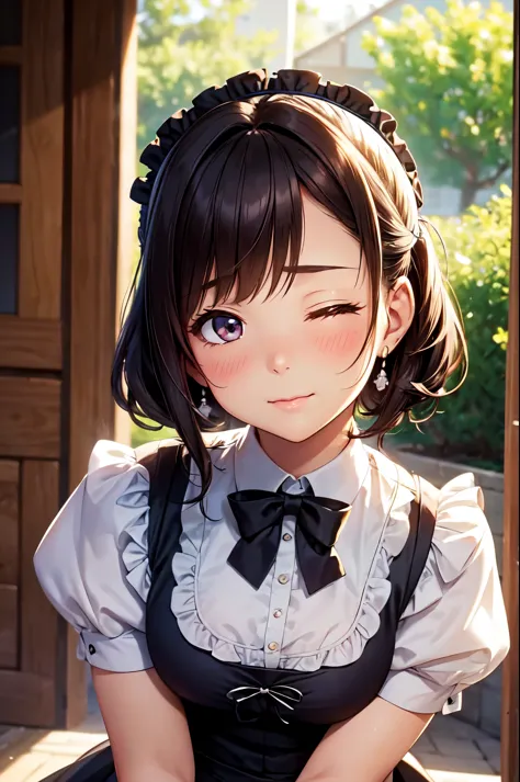(High quality, High resolution, Fine details), Anime Style, (Kissing face:1.3), (Victorian Maid Dress), solo, curvy women, (Close eyes:1.2), blush, soft lips, Sweat, Oily skin, (Front view:1.4), (Focus on Face:1.6), (Tilt Head:1.3), shallow depth of field,...