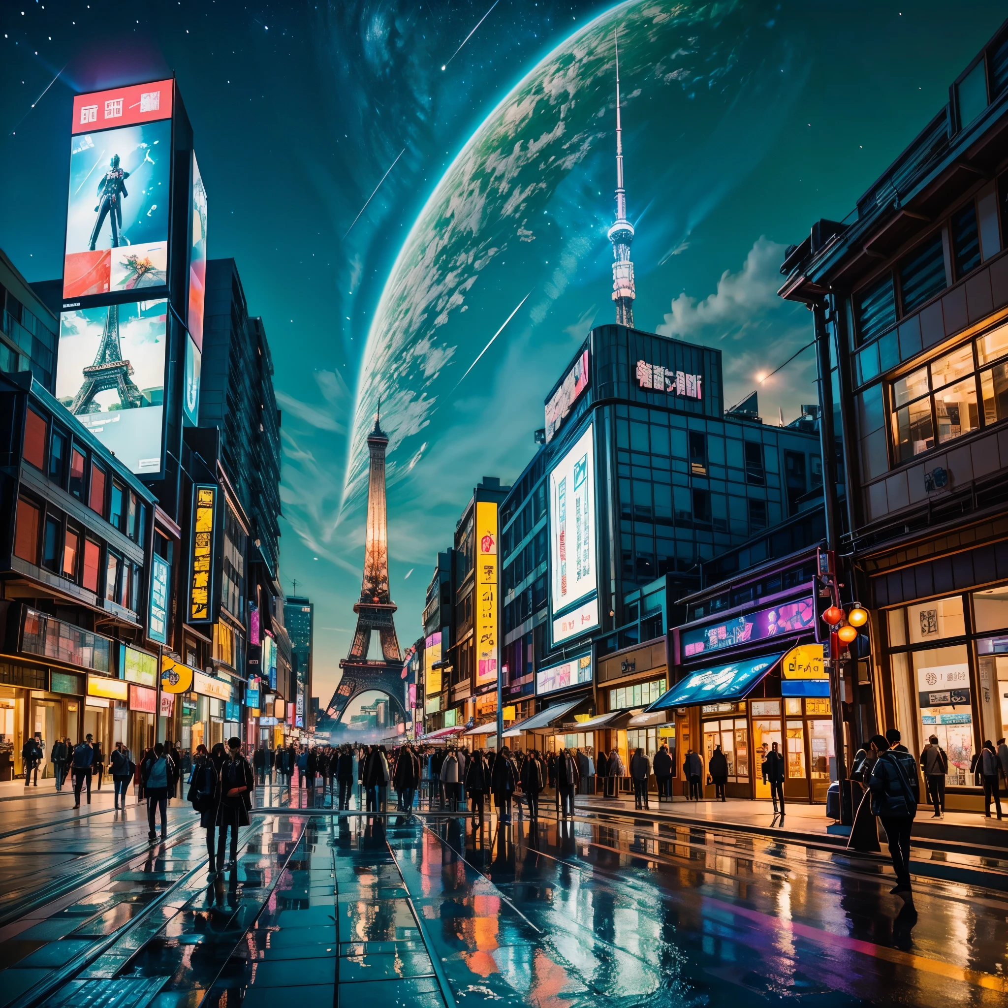 nebulosas hiper nebulosa estrelada_céu Pôr da lua épico nascer da lua espaçoso luar Nesta cidade futurista de Eiffel à noite，Fomos levados para uma cidade cheia de tecnologia e inovação。Arranha-céus altos brilham com luzes de néon no céu noturno，Formando uma série de linhas coloridas。As fachadas destes edifícios são revestidas com materiais reflexivos，Reflete as luzes circundantes，Crie uma atmosfera futurista。 nas ruas da cidade，Carros e aeronaves sem motorista voam，Eles deixam rastros coloridos no céu noturno。Esses veículos são feitos de metal liso e materiais transparentes，Dá uma sensação de tecnologia e do futuro。As pessoas usam roupas da moda，Usando óculos inteligentes e pulseira，Integre-se com a tecnologia。 O centro da cidade é um enorme，Há uma enorme projeção de tela de água，Exibe uma variedade de lindas imagens e animações。Pessoas cercam a projeção da cortina de água，Admire as obras de arte e a exibição de tecnologia criando uma experiência interativa única。cercado por um cinturão verde，Plantando plantas do futuro，Essas plantas emitem fluorescência fraca，Adicionando um toque de vitalidade e sabor natural à cidade。 ao longe da imagem，Podemos ver um enorme espaçoporto，A nave espacial decolando，Transportando pessoas para áreas desconhecidas do universo。O projeto arquitetônico do espaçoporto é único，Cheio de curvas e elementos simplificados，Dá uma sensação de tecnologia futurista。 Toda a imagem repleta de um senso de tecnologia e do futuro，Mostrando uma cidade futura cheia de inovação e imaginação。Esta pintura rica em detalhes，vibrante com cores de imaginação e criatividade，Faz as pessoas se sentirem como se estivessem em um mundo futuro cheio de maravilhas tecnológicas， (Cyberpunk night❤heart view， ultra-detalhado， detalhes intrincados， cor profunda， realisticamente， obra-prima， iluminação cinematográfica， Bokeh， motor irreal 5， renderização por octanagem， suavização de filme , reflexão luminescência brilho cristalino lareira) flores floraison invocar monarca mágico varia multi etc.. --v 6 --s 1000 --c 20 --q 20 --caos 100