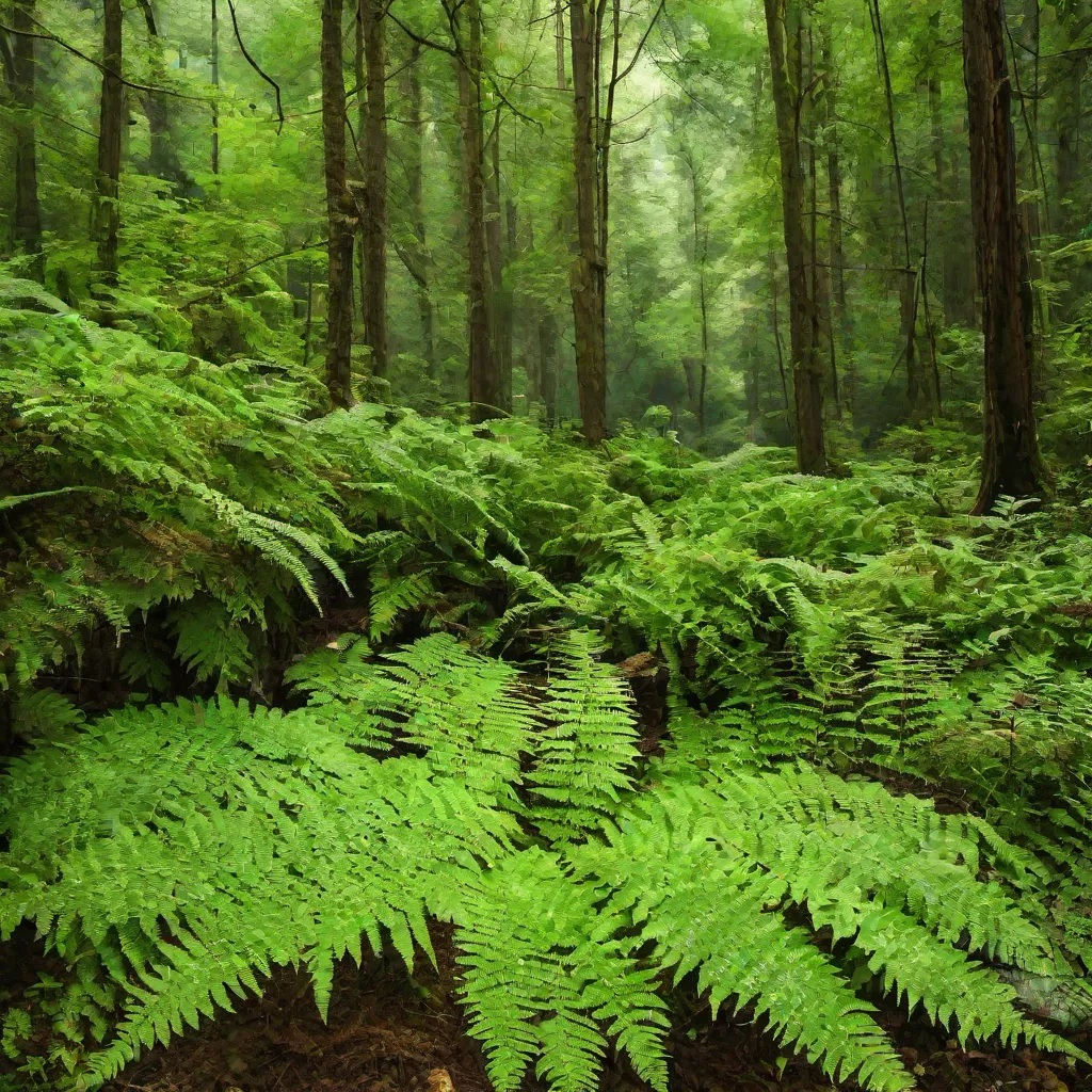 Ferns in the forest SDXL
