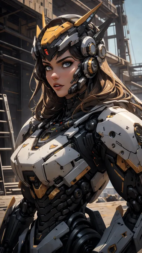 Mechanical warrior, armored combat suit, detailed mechanical design, brilliant engineering artwork, beautiful detailed eyes, beautiful detailed lips, extremely detailed eyes and face, (best quality,4k,8k,highres,masterpiece:1.2), ultra-detailed, (realistic...