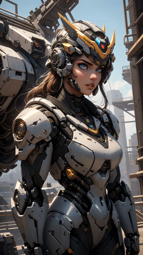Mechanical warrior, armored combat suit, detailed mechanical design, brilliant engineering artwork, beautiful detailed eyes, beautiful detailed lips, extremely detailed eyes and face, (best quality,4k,8k,highres,masterpiece:1.2), ultra-detailed, (realistic...