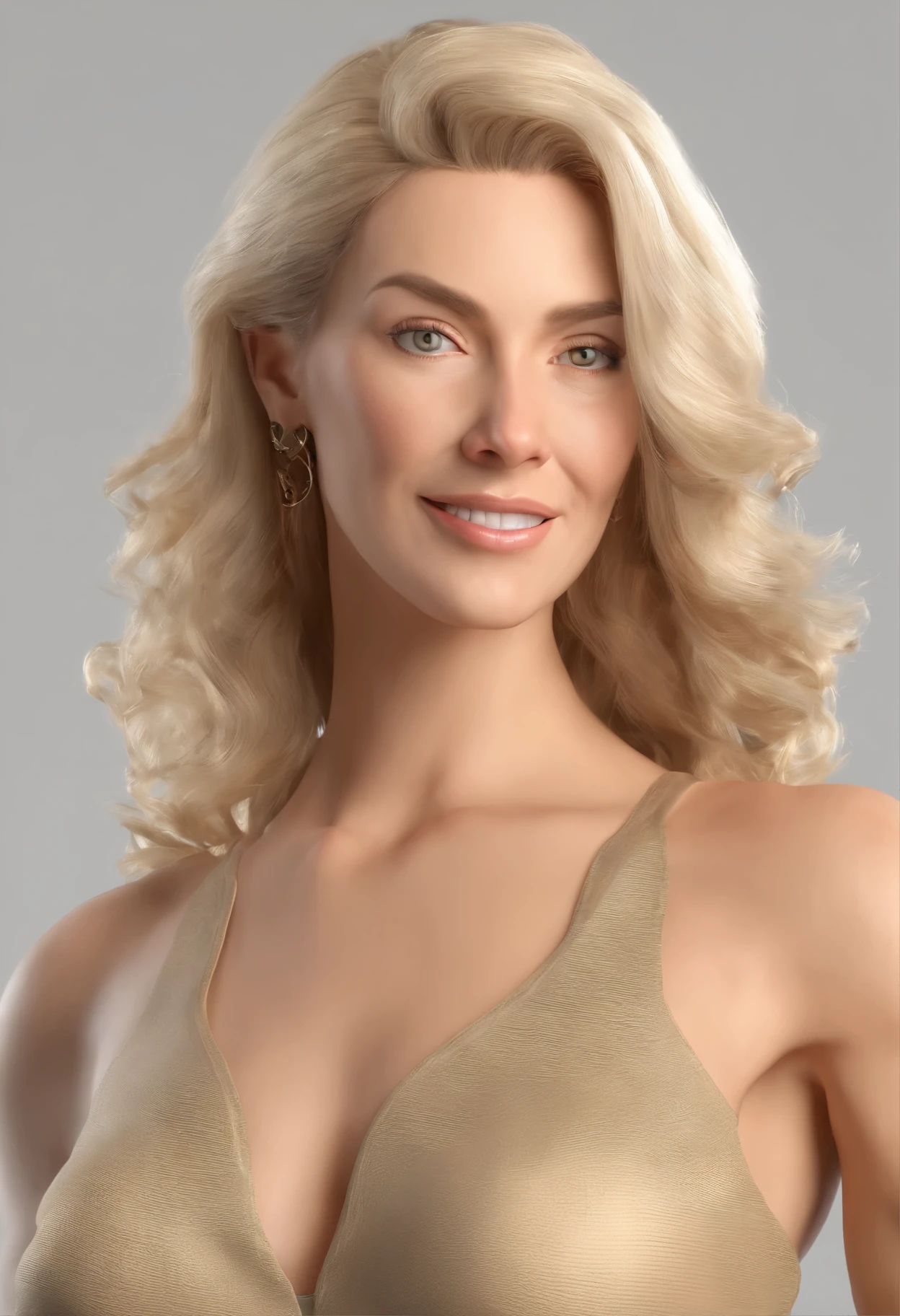 Blond woman in a gold bra posing for a picture - SeaArt AI