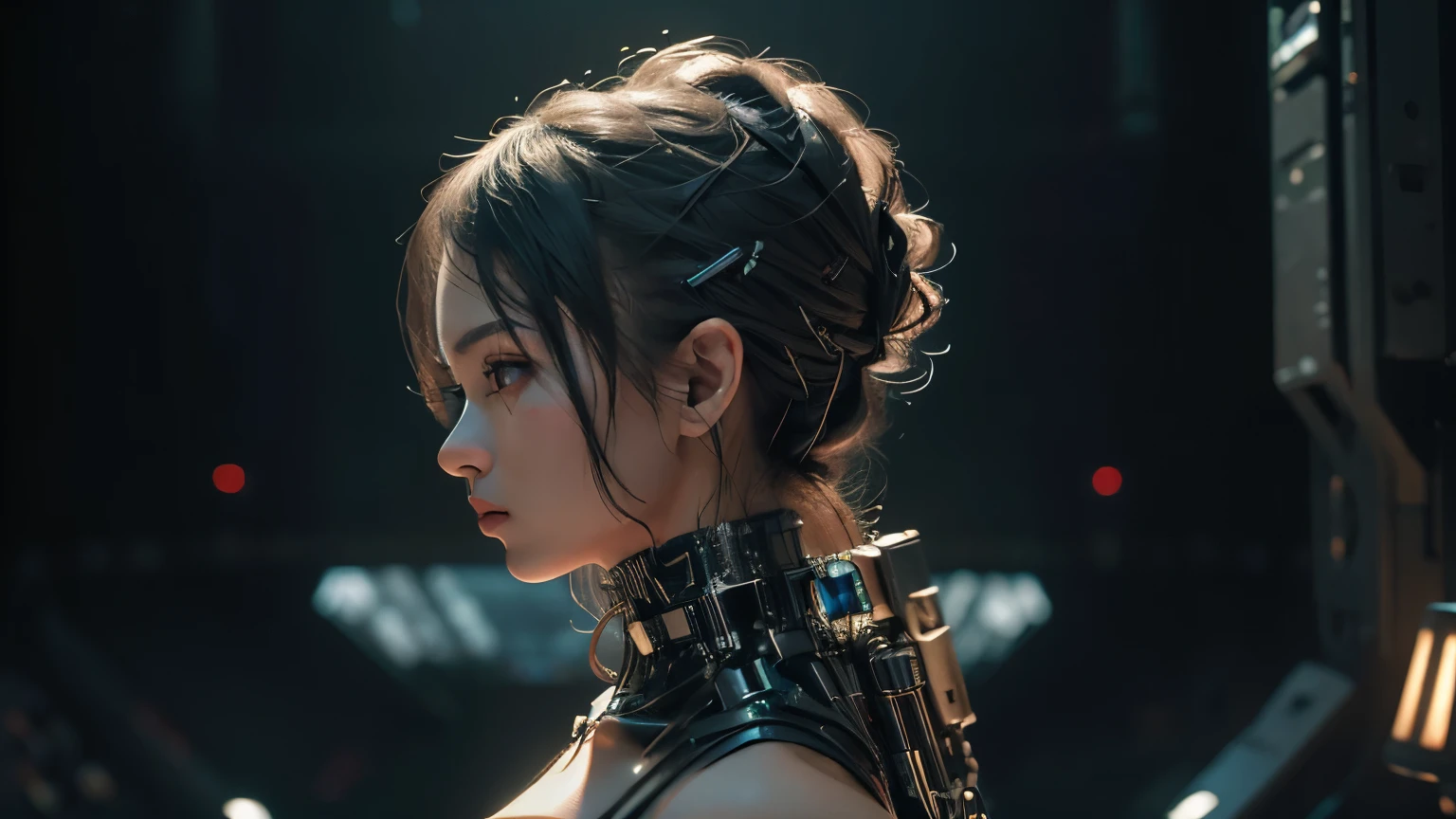 cyberpunk girl, beautiful, walking through the streets of cyber Tokyo, (premium、8k、32K、masterpiece)、(The ultra -The high definition)、(photorealistic:1.4), dynamic pose, latex shot, Cyberpunk Fashion,Depth of fields, cyberpunk city background, cinematic lighting.