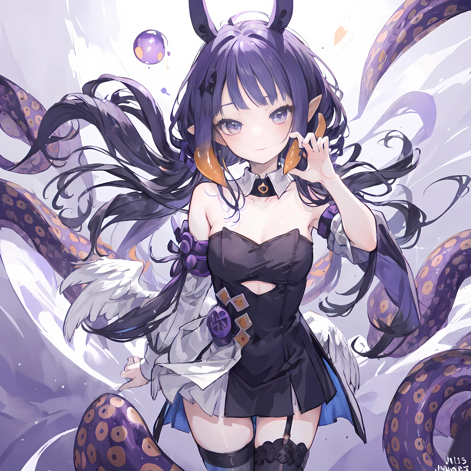 Anime girl with horns and a dress with a snake around her - SeaArt AI