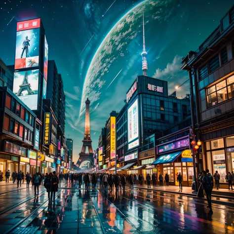 nebulae hyper Nebula starry_sky Moonset epic moonrise spacious moonshine In this futuristic Eiffel of a city at night，We were ta...