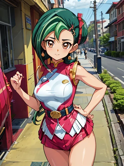 yu-gi-oh，moon-watching birds，eyes are very delicate，beautiful girl with double braids wearing sexy cheongsam，chinese new year de...