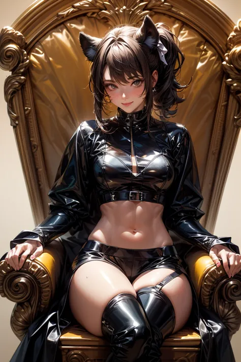 NSFW,((turn your arms behind your back)),(((put your hand out in front)))), ((sit on the throne)),((highest quality, 8K, masterp...