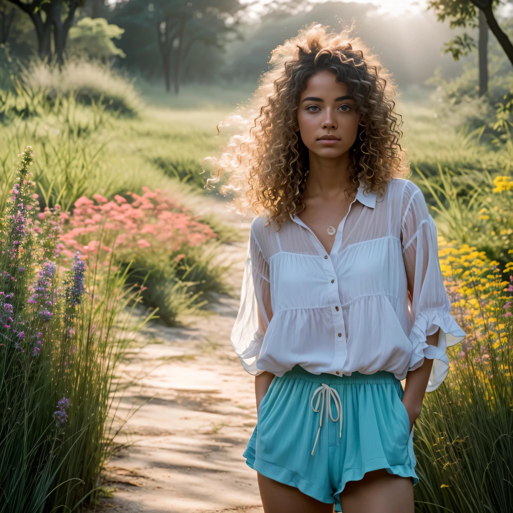 Gorgeous freckly blonde curvy woman, (25 anos:1.5), Estilo de David Hamilton, summer, moist, luz de fundo, hora dourada, breathtaking, in dusty attic, Jeans embutidos, misty ethereal morning, Rosto detalhado, detailed symmetric circular iris, realista, fotografia realista deslumbrante, Octane rendering, intrinsecamente detalhado, cinematographic, tecido desgrenhado, abafado, apenas, Expor, boxershorts, Rosto detalhado, enevoado, suado, Deus, confusion, Atmospheric, fotojornalismo, fundo ocupado, volumetric lighting, neoexpressionismo, artistic photography, Humor lindo, hazy morning, surrounded by flowers and petals, raios solares na pele, suado, cabelo longo, ULTRARREALISTA