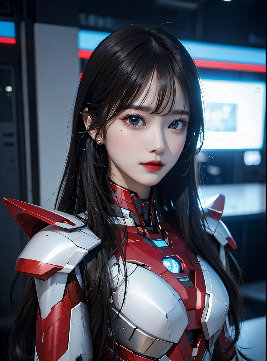  Super detailed, advanced details, high quality, 最high quality, High resolution, 1080P, hard disk, beautiful,(Iron Girl),beautifulサイボーグの女性,Mecha cyborg girl,battle mode,Mecha body girl,She wears an Iron Man mech,full body shot