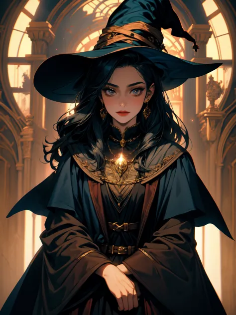 masterpiece, 1 woman, witch, fantasy, magic