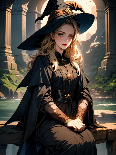 masterpiece, 1 woman, witch, fantasy, magic