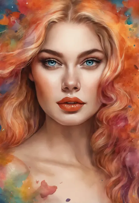 A painting of a woman with blonde hair and red dress - SeaArt AI