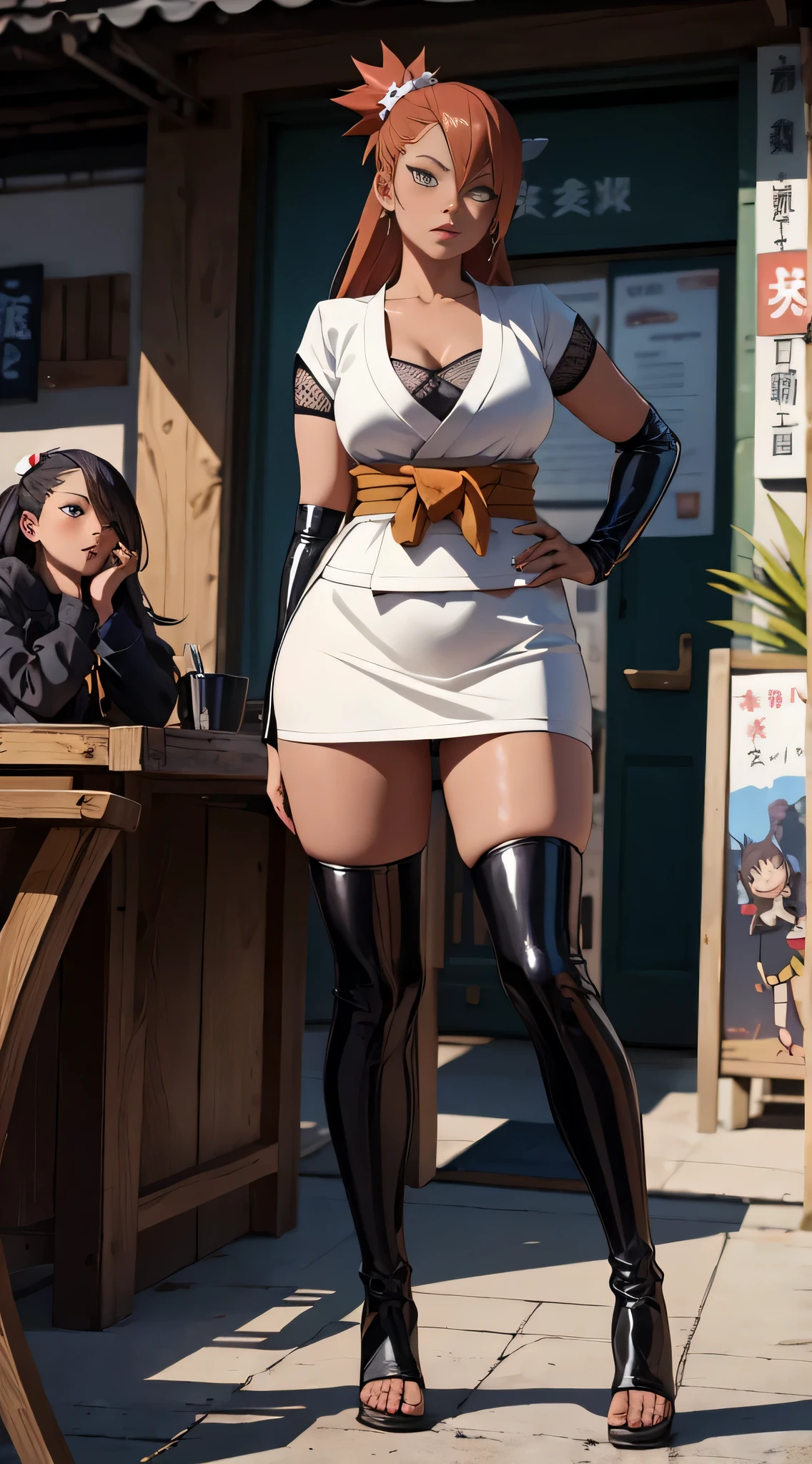 Chocho Akimichi après le mode papillon est fabuleuse sexy. style boruto, elle pose devant un restaurant de ramen du village de Konoha, bandeau frontal de ninja, Cour sexy kimono, vêtement japonais, kimono, pièces, cheveux roux, peau bronzé comme les japonaise du sud, cheveux long, Un enfant la prend en photo car elle est fabuleusement belle, Naruto, fille ninja sexy, kunoichi, Shinobi, cuir, steampunk, gothique, style burlesque, sexy, porte jartelle, animé, cosplayer, Putain, Position sexuelle, vagin, je sais, regarde, photo haute résolution, animé, cosplayer, steampunk, Cyberpunk, Fille sexy nue, épingler, poitrine nue, botte sexy talons hauts, vêtements détaillés, plis, dentelle, cuir, cuir déchiré, cuir usée, fille mouillé, fille humide, langue, nue, épingler année 50, geisha, style steampunk, se fait baiser, fille ninja prisonnière. Chaine au cou, cuir, vêtements rouges, Cuir, latex, Style japonais, bottes en cuir sexy, porte jartelles steampunk, salope, cherche à faire l'amour, cheveux roux, lui coupé, Cheveux longs, ornement de cheveux, Pupilles dilatées, Timide, gêné, rougir, Froncer les sourcils, langue, langue out, lécher les lèvres, full rougir, Visage coquin, traînée de salive, lèvres rouges, long langue, détail élevé, Réalisme social, animé, art gothique, Baroque, hyperréalisme, animé style, En plein air, Vérisme, tracé laser, chef-d&#39;œuvre, Anatomiquement correct, Super détail, Haute qualité, primé, meilleure qualité, haute résolution, 4k, détail élevés, peau texturée, Super détail, précis, rétine, UHD