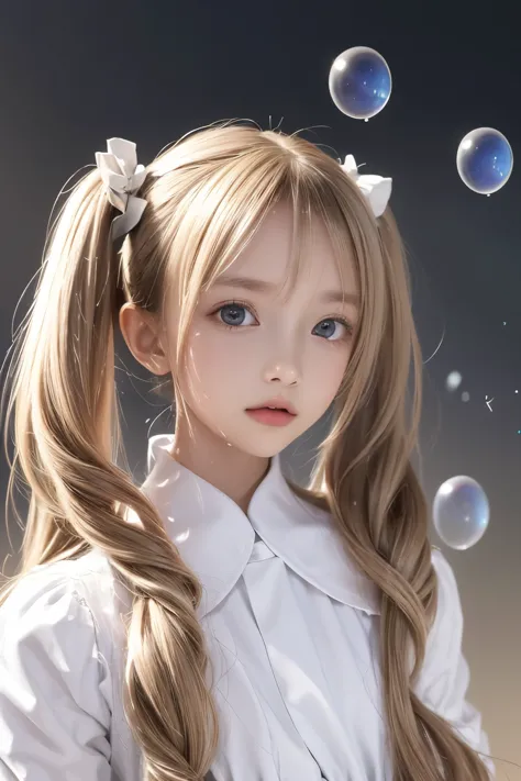 (Highly detailed CG Unity 8K wallpaper), the most beautiful works of art in the world, , 10 years old, blonde, twin tails, slim ...