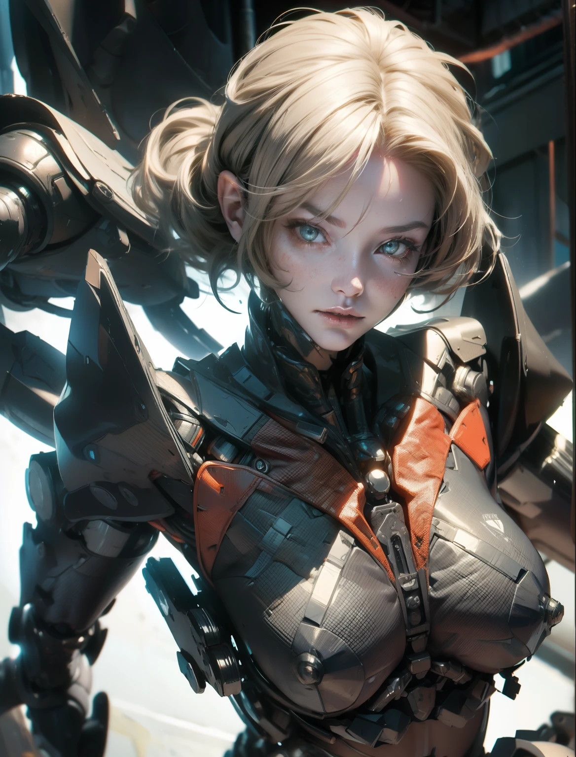 โมดูลเต้านมกลขนาดยักษ์，กลทรวงอก Battle Angel，ฐานทดลองหุ่นยนต์สาวใต้ดิน Cyberpunk Titan Night，ห้องควบคุมกลาง，หุ่นยนต์สาวสูงตระหง่านขนาดยักษ์，การถ่ายภาพระยะใกล้ของร่างกายที่คมชัดเป็นพิเศษ，แผ่นซิลิโคนลายหินอ่อนปกปิดหน้าอก，ผมสีอ่อน，ผลงานชิ้นเอกซามูส，การแสดงออกที่น่าตกใจ，บรรยากาศนีออน Unreal Engine，ท่าทางเรียว，ใบหน้าที่สวยงามของคาซลัน，ปกนิตยสารสุดเซ็กซี่เกิดขึ้นในวังใต้ดินอันมืดมิด，มีบรรยากาศโรแมนติกและรัศมีเอฟเฟกต์พิเศษเบื้องหลังนางฟ้าจักรกลแห่งอนาคต，หน้าอกใสสุดๆ，โมดูลเต้านมแบบกลไกขนาดใหญ่，ดวงตาที่มีเสน่ห์ของ Kazlan