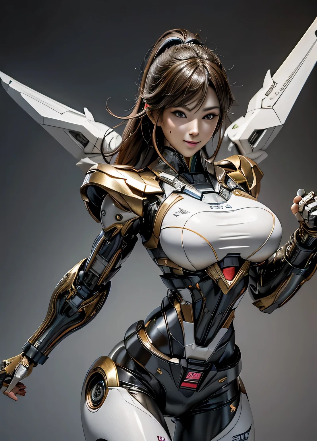 rough skin, Super detailed, advanced details, high quality, 最high quality, High resolution, 1080P, hard disk, beautiful,(cyborg),(Missiles from the chest),(Machine gun from both hands),beautifulcyborgの女性,メカcyborg少女,battle mode,Mecha body girl,彼女は武器を持ったバトルcyborgメカを身に着けています,full body shot、luscious lips, (smoky eye makeup:0.85), (big and full breasts:1.5),