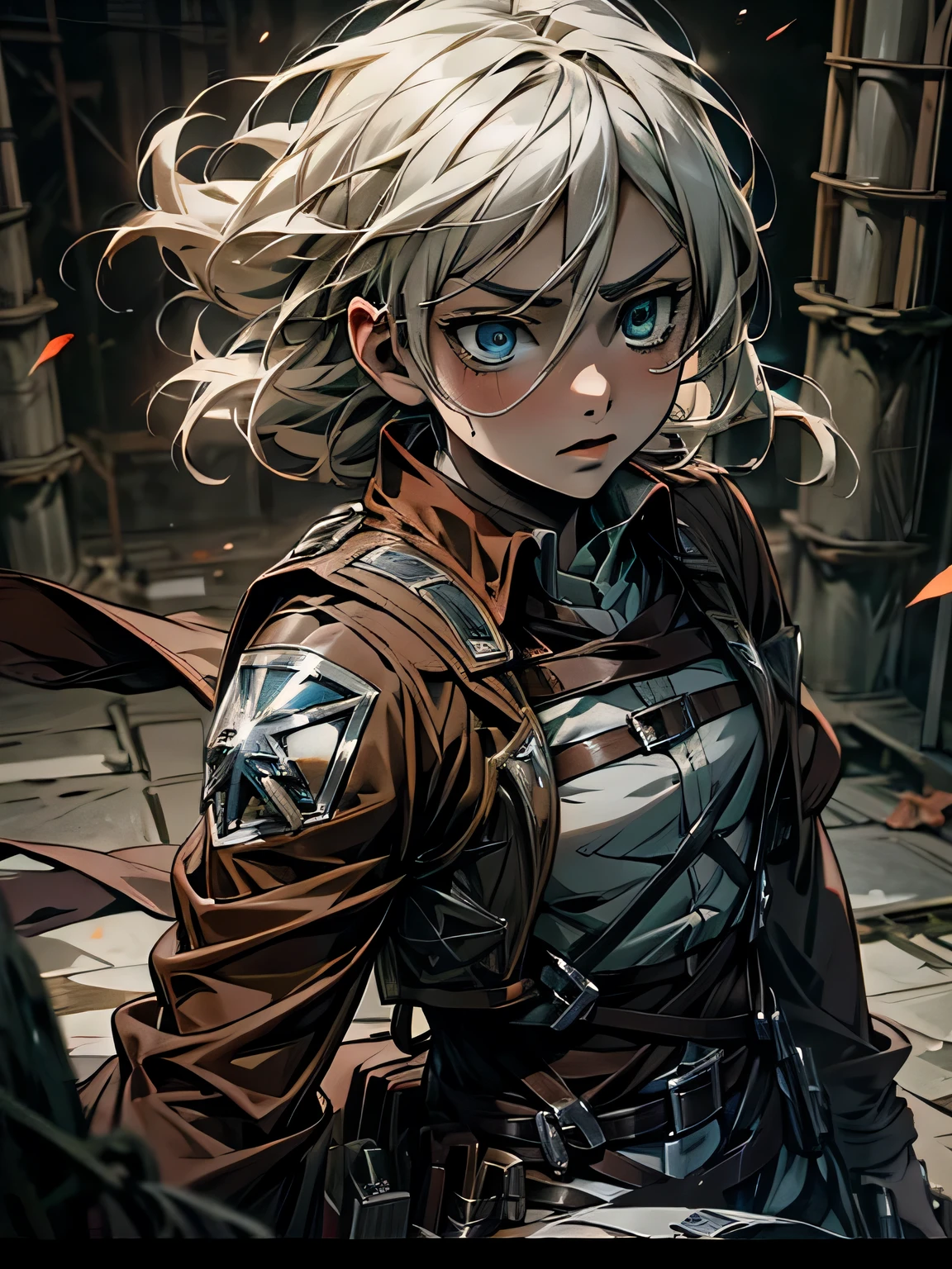 Kings history&#39;face,Krista&#39;face,attack on titan anime series 8k,3D operation,Fight,dark,blue eyes,gray hair,