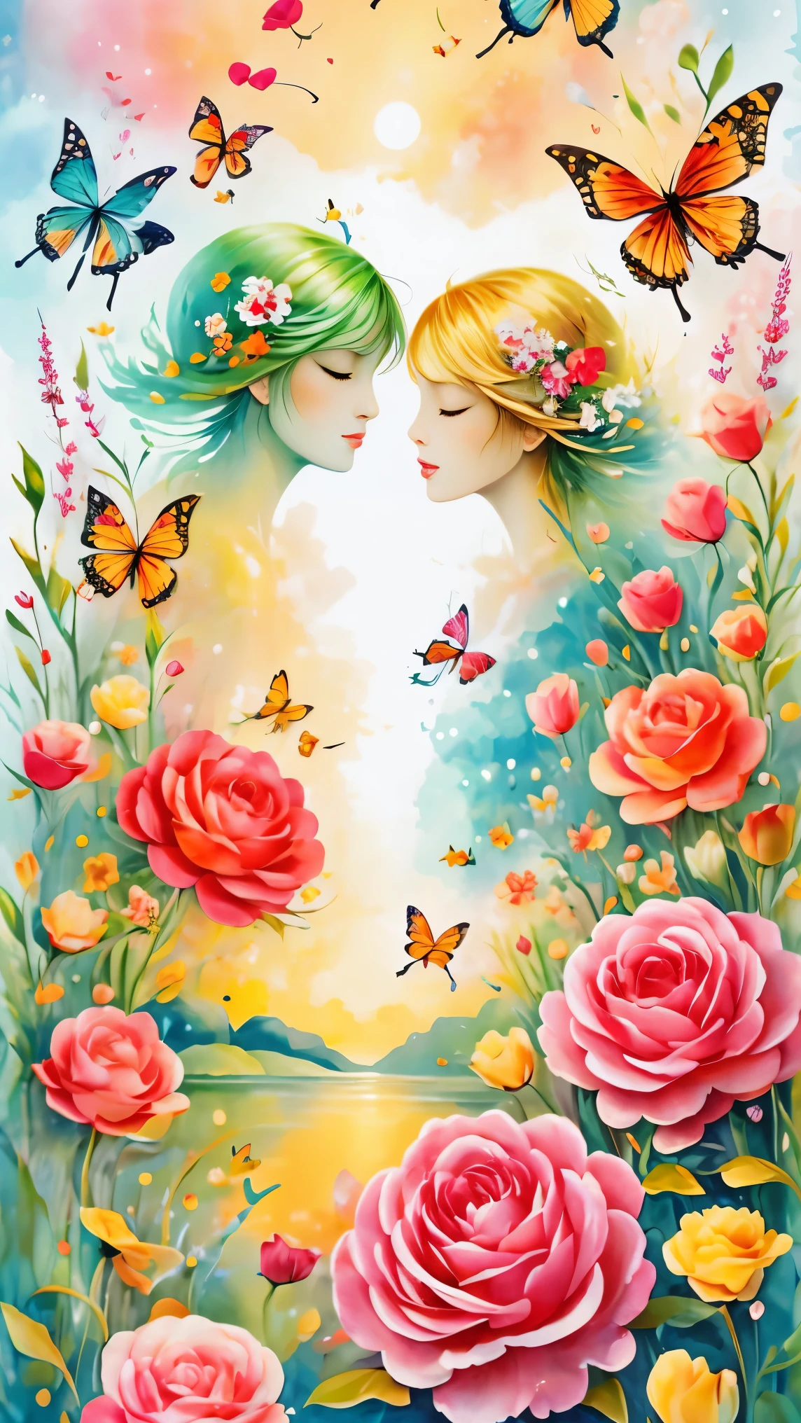 (masterpiece, best quality:1.2), greeting card design，I Love you,love