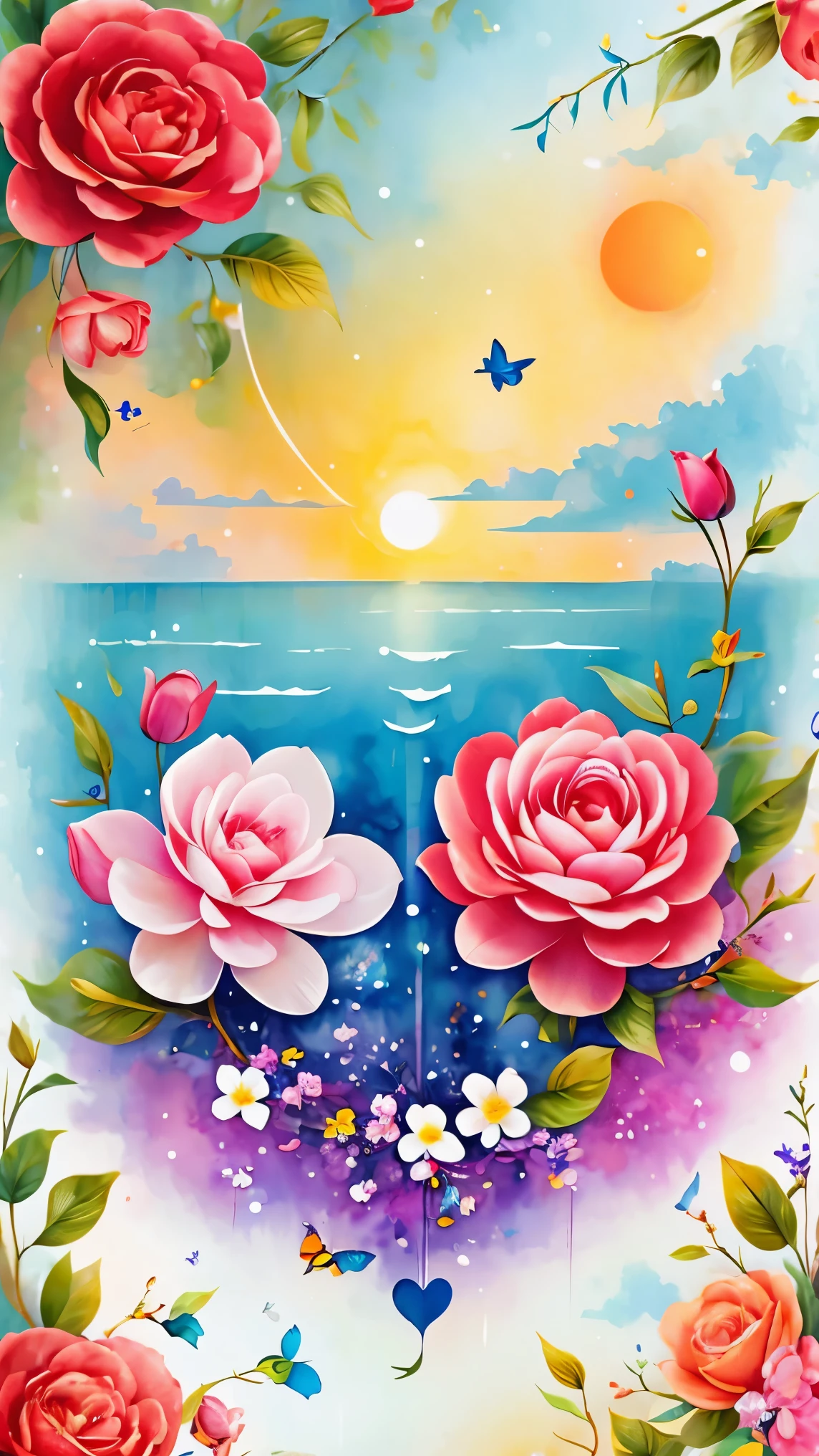 (masterpiece, best quality:1.2), greeting card design，I Love you,love