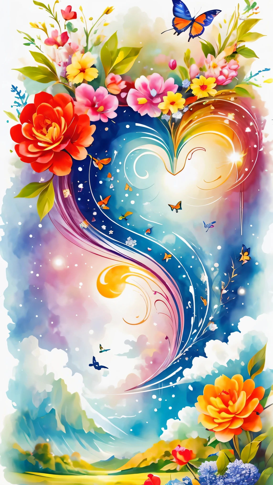 (masterpiece, best quality:1.2), greeting card design，I Love you,love