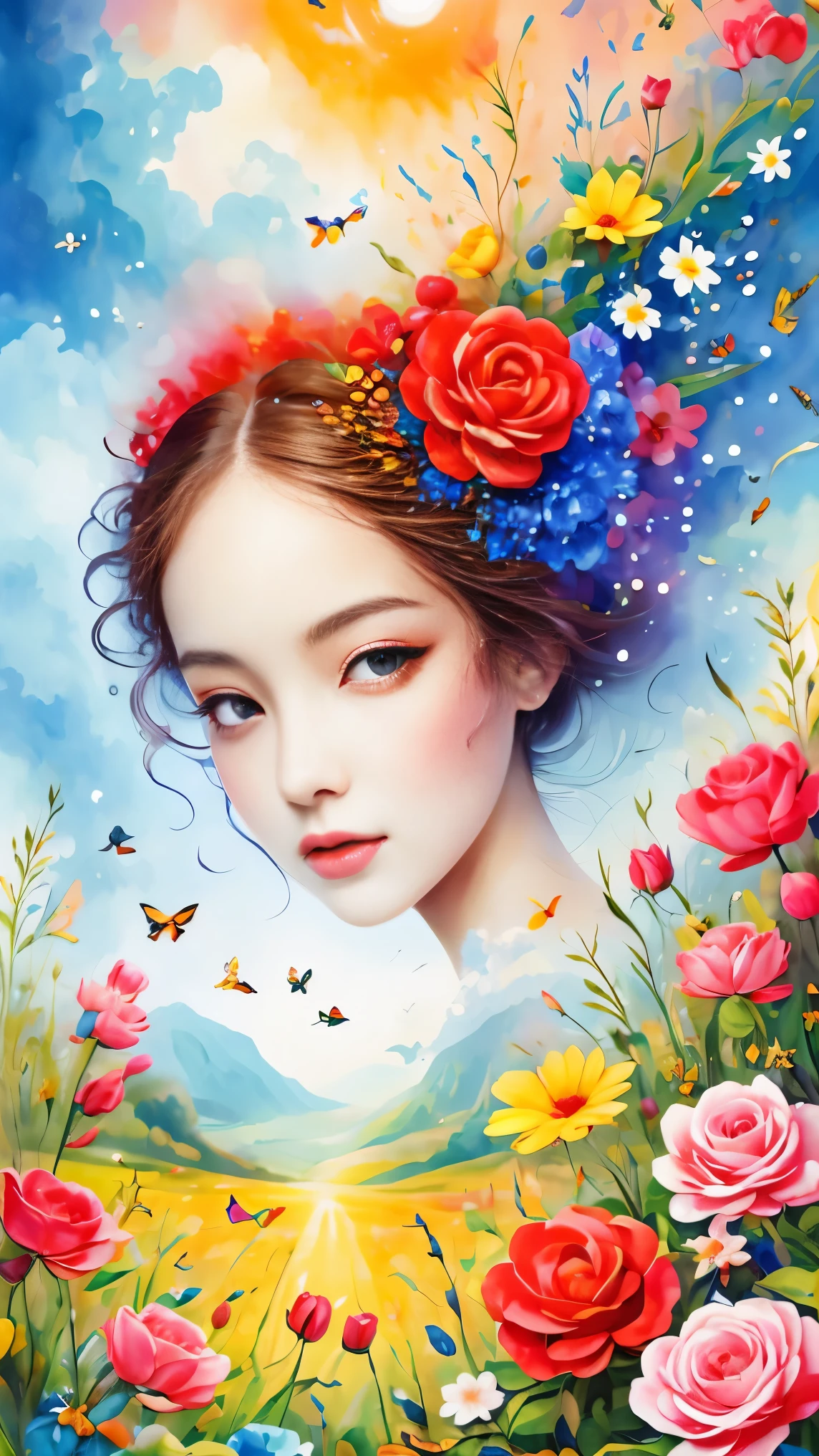 (masterpiece, best quality:1.2), greeting card design，I Love you,love