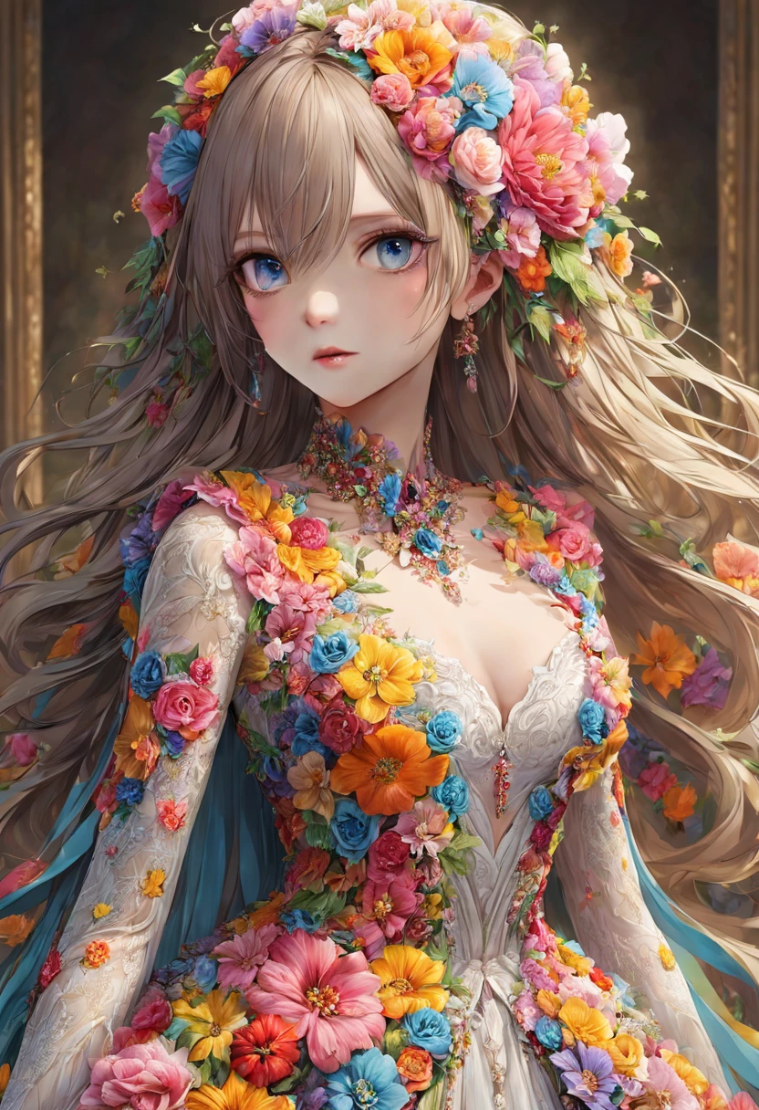 masterpiece, 1 weoman, ais-flowery, dress, detailed eyes, detailed face
