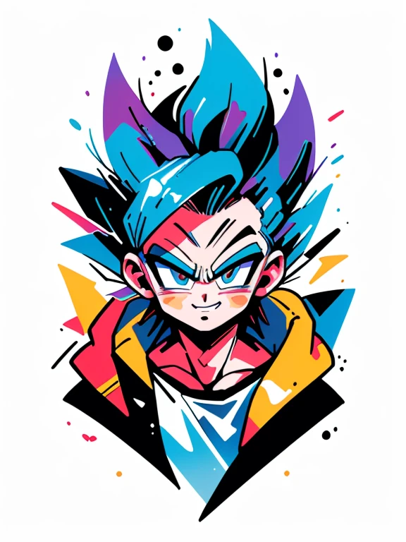 ((sticker-style illustration for print with 1girl, minimalism,)), simple background, clean:0.9, lineart, vector, colors should be vibrant and vivid, with a harmonious color palette. UPPER BODY, portrait,  Bulma from dragon ball