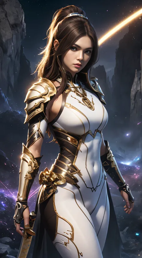 (((masterpiece))), ultra high quality, super detailed, 4k highly detailed digital art, epic strong female warrior from the futur...