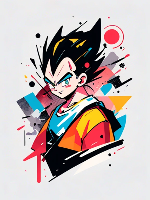 ((sticker-style illustration for print with 1girl, minimalism,)), simple background, clean:0.9, lineart, vector, colors should be vibrant and vivid, with a harmonious color palette. UPPER BODY, portrait,  Bulma from dragon ball
