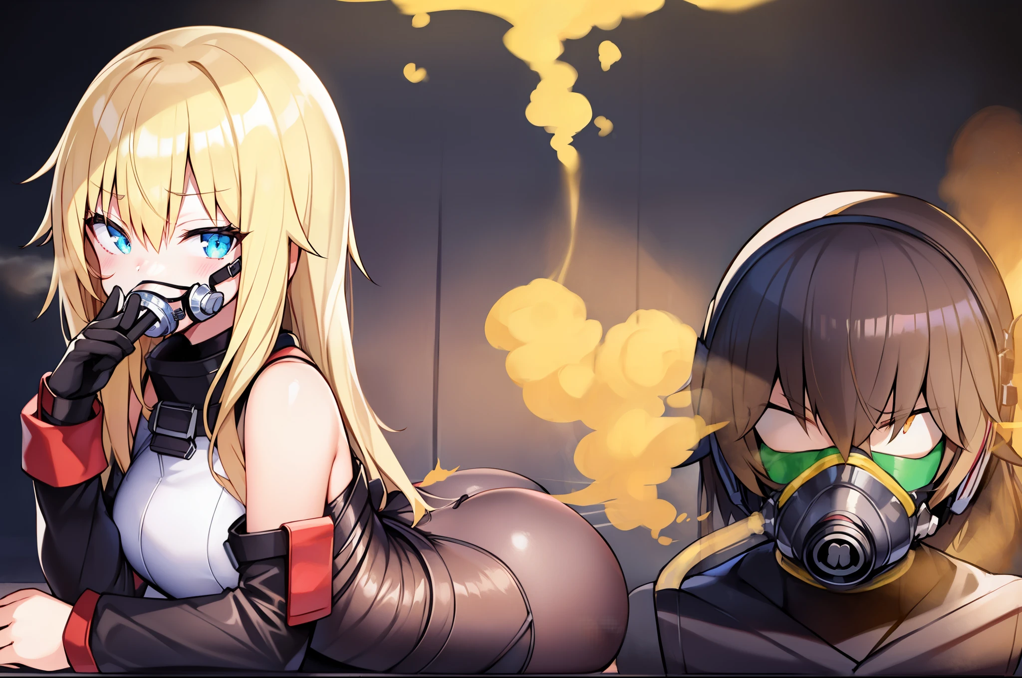 Anime characters with gas masks and gas masks on their faces - SeaArt AI