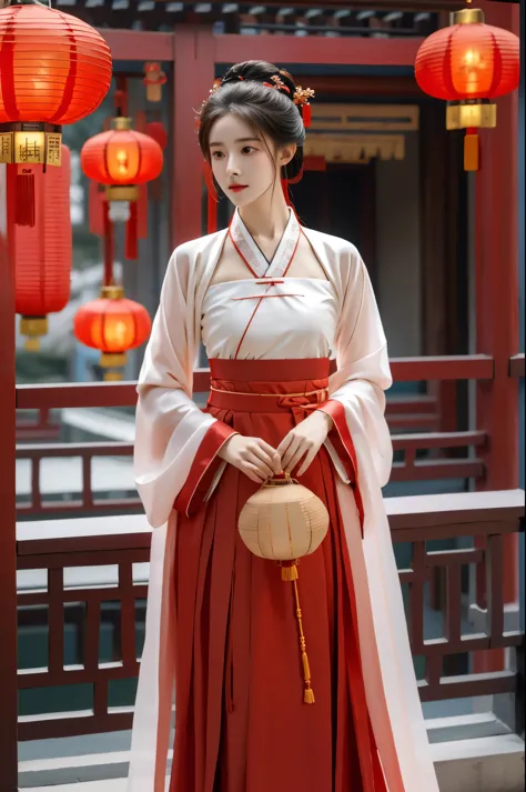 (masterpiece), (best quality), RAW photo, photography, lens fare, hanfu-song, hanfu, song theme, bandeau, tube top,, red hanfu, ...