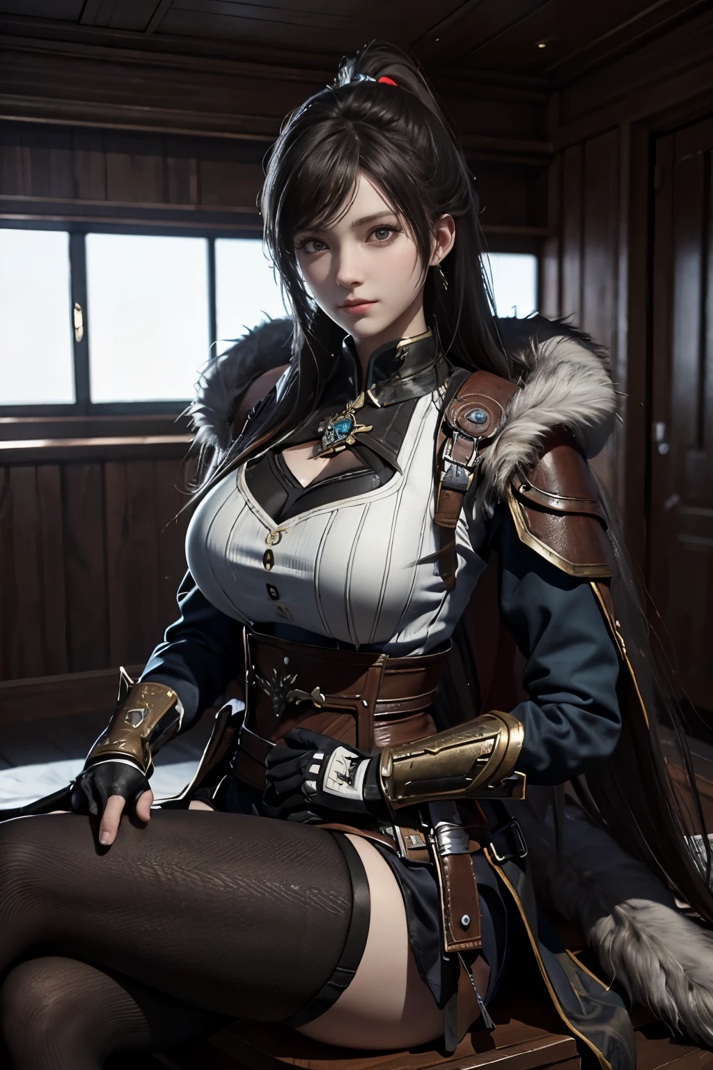 Game art，The best picture quality，Highest resolution，8K，(A bust photograph)，(Portrait)，(Head close-up)，(Rule of thirds)，Unreal Engine 5 rendering works， (The Girl of the Future)，(Female Warrior)， 
20-year-old girl，((Hunter))，An eye rich in detail，(Big breasts)，Elegant and noble，indifferent，brave，
（Medieval-style fur combat clothing，Glowing magic lines，Animal skin clothing with rich detailedieval Lady Knight，Medieval ranger，
Photo poses，Simple background，Movie lights，Ray tracing，Game CG，((3D Unreal Engine))，oc rendering reflection pattern